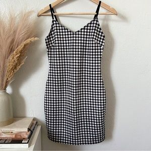 Black gingham mini dress